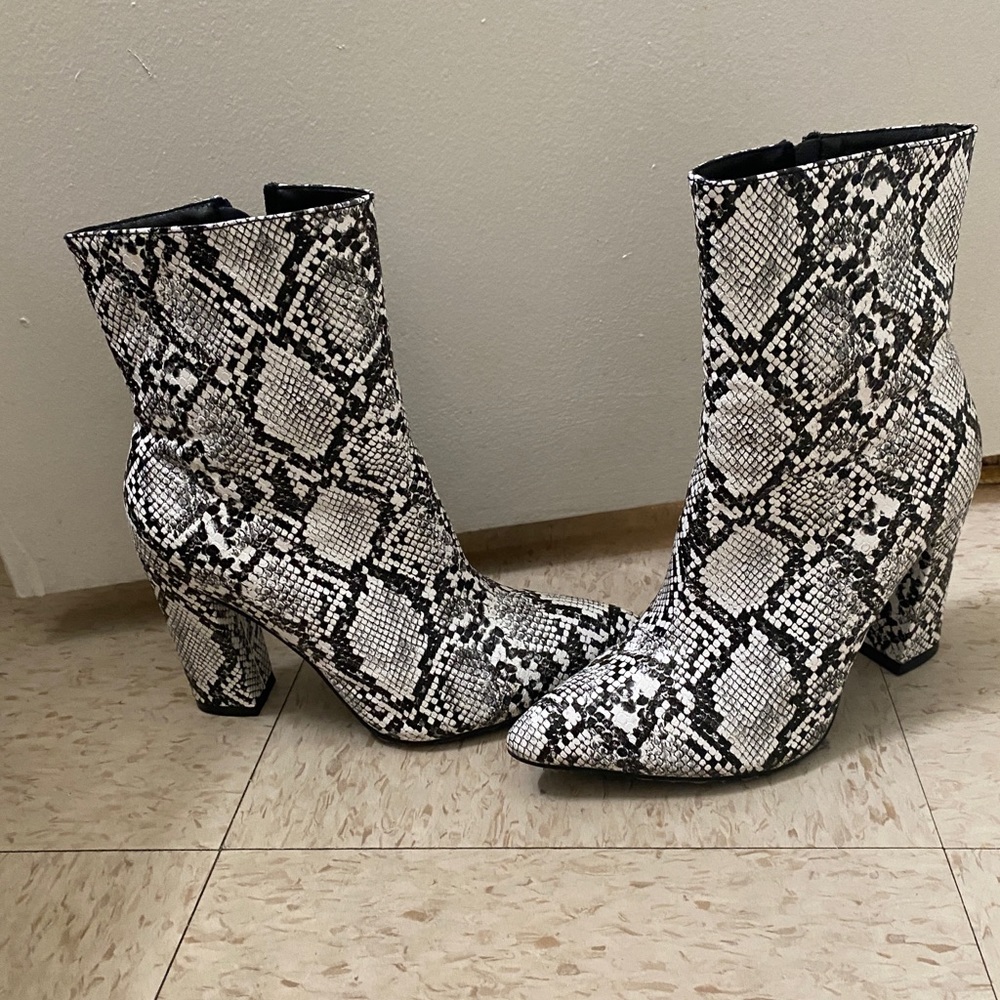 Snake print booties